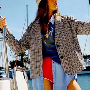 We The Free Checkered Blazer - Black and White